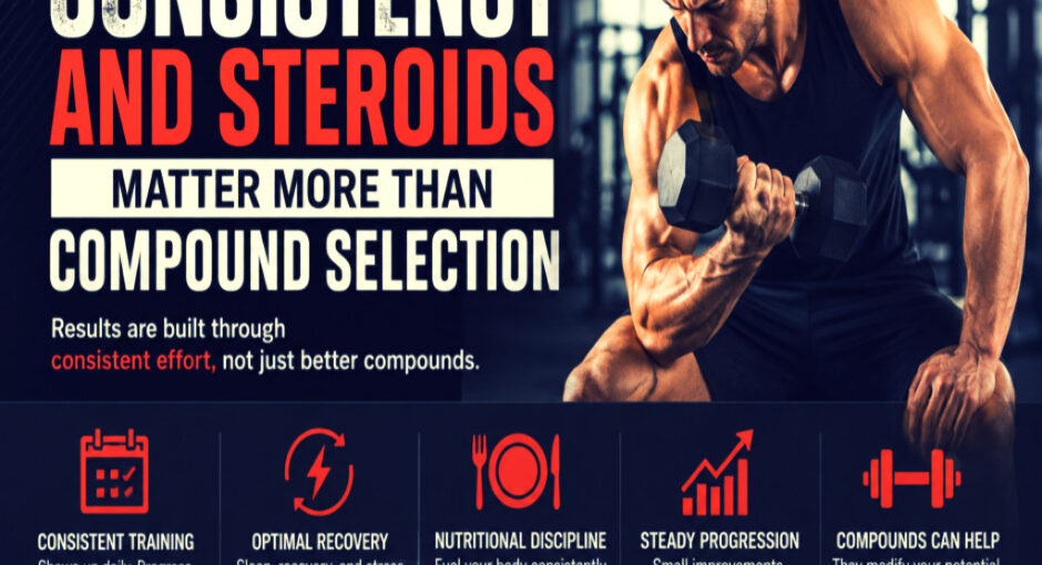 The relationship between consistency and steroids is often underestimated in bodybuilding discussions, where attention is typically placed on compound selection, dosing strategies, or pharmacological differences. While compound selection can influence the magnitude and speed of physiological response, long-term training outcomes are strongly influenced by consistency in training, recovery, and nutrition.